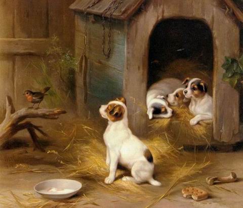 Dog oil painting