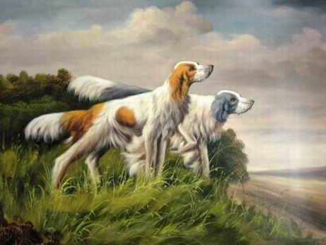 Dog oil painting