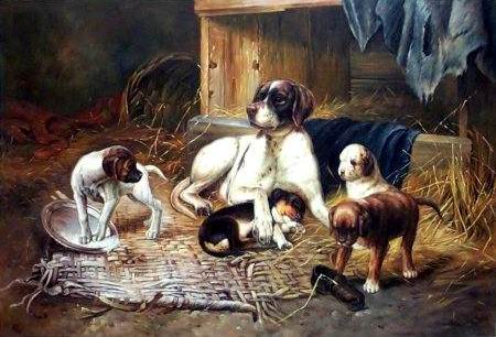Dog oil painting