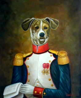 Dog oil painting