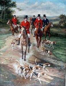 Hunting oil painting