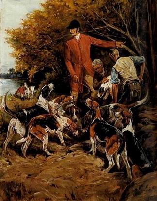 Hunting oil painting