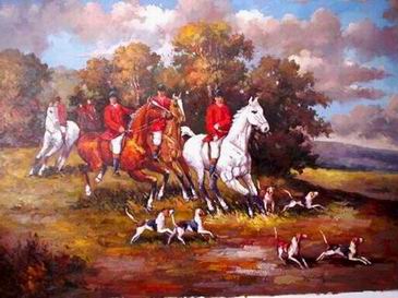 Hunting oil painting