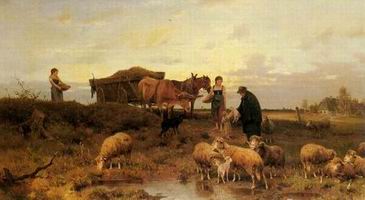 Hunting oil painting