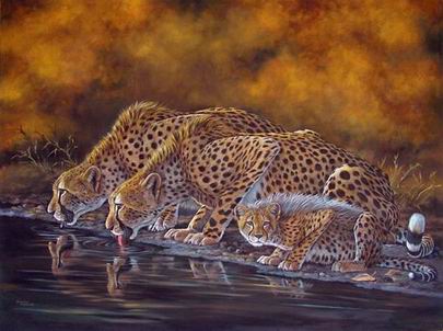 Leopard oil painting