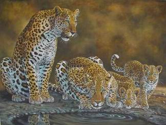 Leopard oil painting