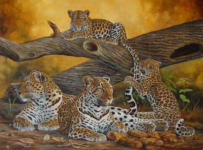 Leopard oil painting