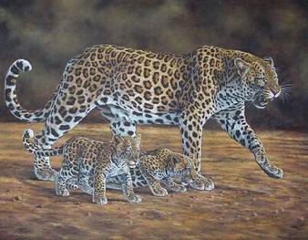 Leopard oil painting
