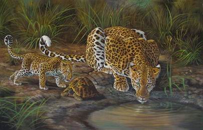 Leopard oil painting