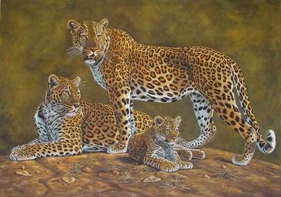 Leopard oil painting