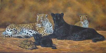 Leopard oil painting