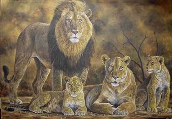 Lion oil painting