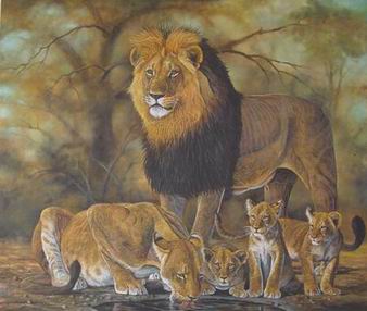 Lion oil painting