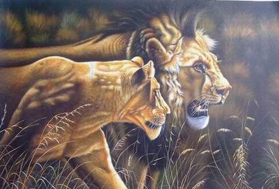 Lion oil painting