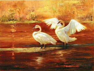 Poultry oil painting