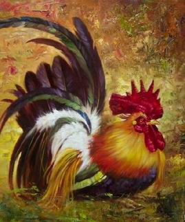 Poultry oil painting