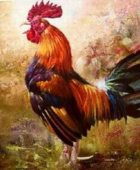 Poultry oil painting