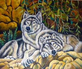 Wolf oil painting