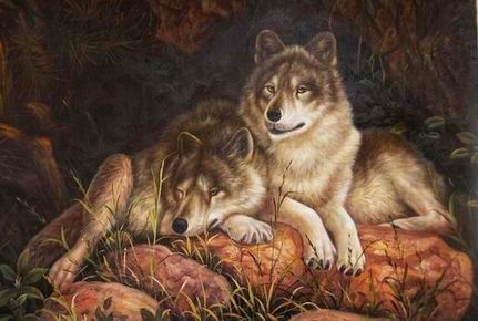 Wolf oil painting