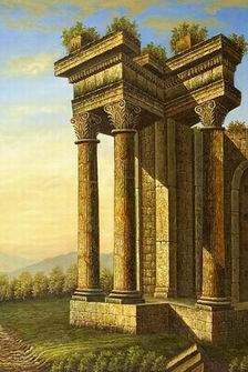 Roman Building oil painting