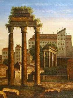 Roman Building oil painting