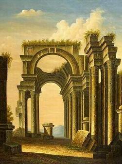Roman Building oil painting