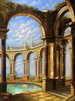 Roman Building oil painting
