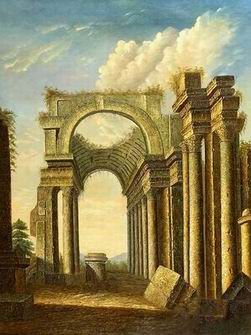 Roman Building oil painting