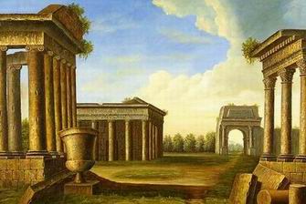 Roman Building oil painting