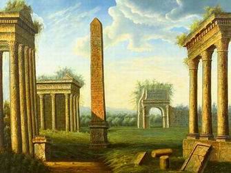 Roman Building oil painting