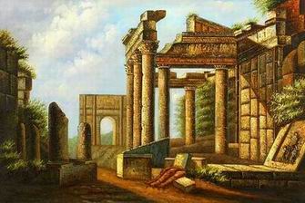 Roman Building oil painting
