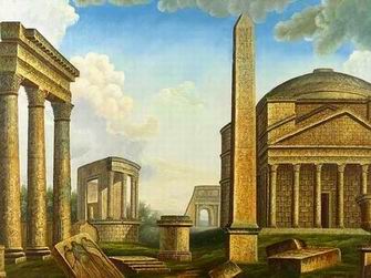Roman Building oil painting