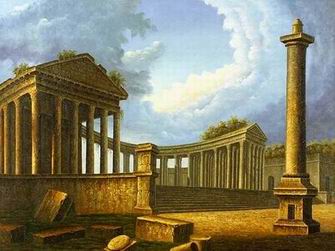 Roman Building oil painting