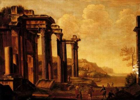 Roman Building oil painting