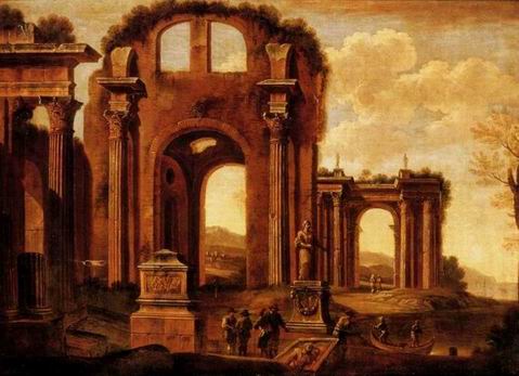 Roman Building oil painting
