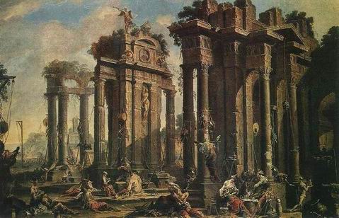Roman Building oil painting