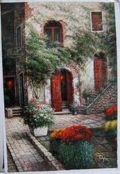 Village oil painting