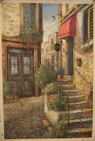 Village oil painting