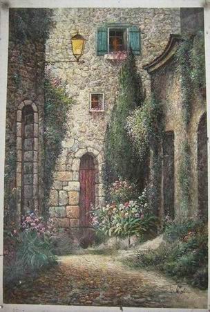 Village oil painting