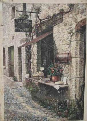 Village oil painting
