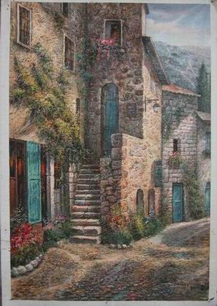 Village oil painting