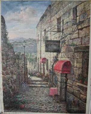 Village oil painting