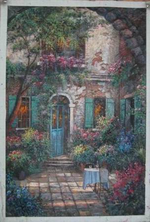 Village oil painting