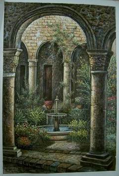 Village oil painting