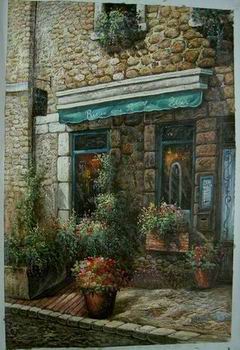 Village oil painting