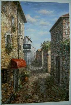 Village oil painting