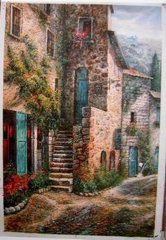 Village oil painting