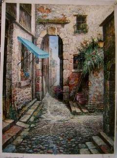 Village oil painting
