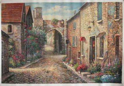 Village oil painting