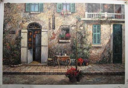 Village oil painting